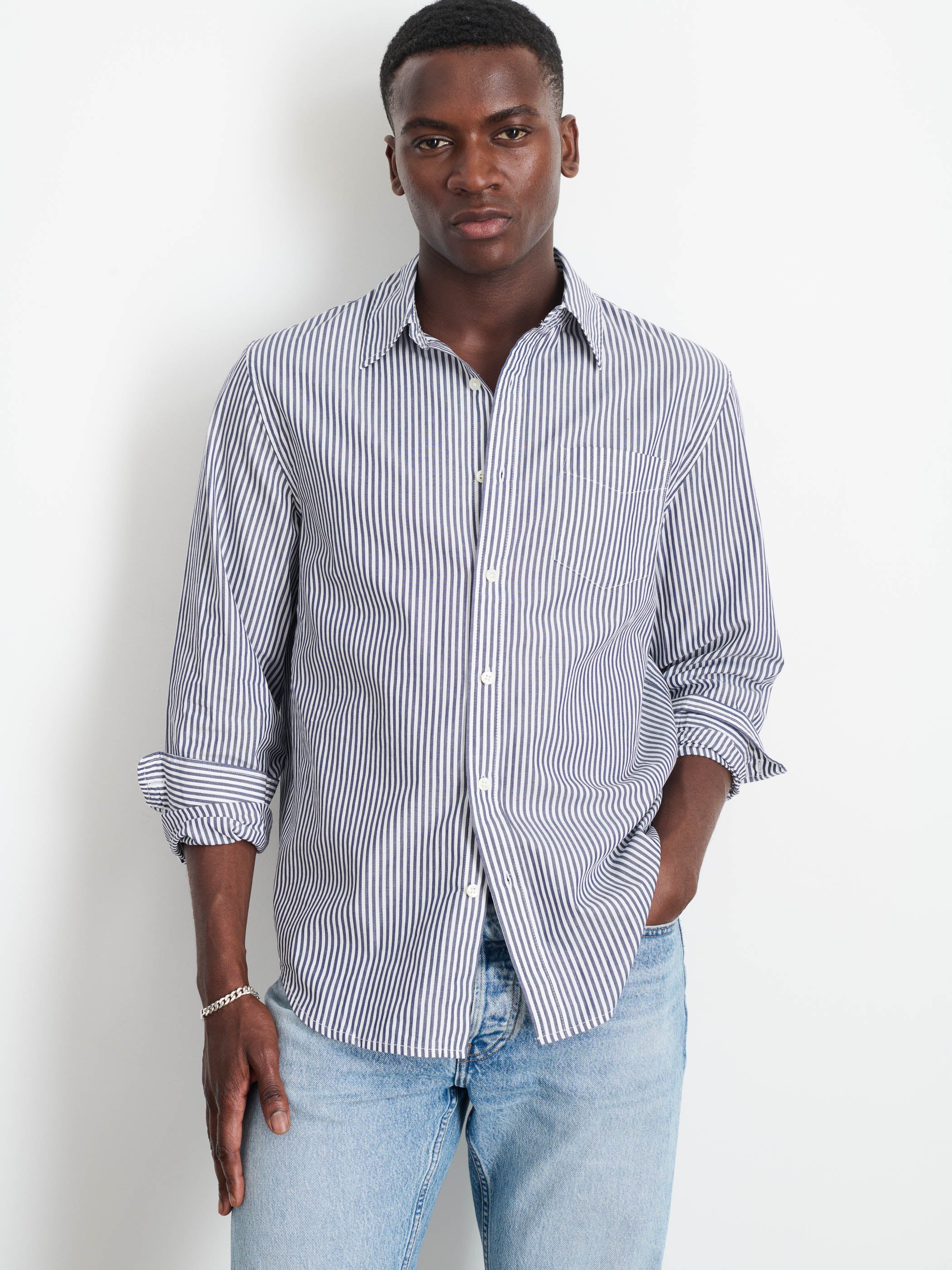Mill Shirt in Striped Cotton Poplin