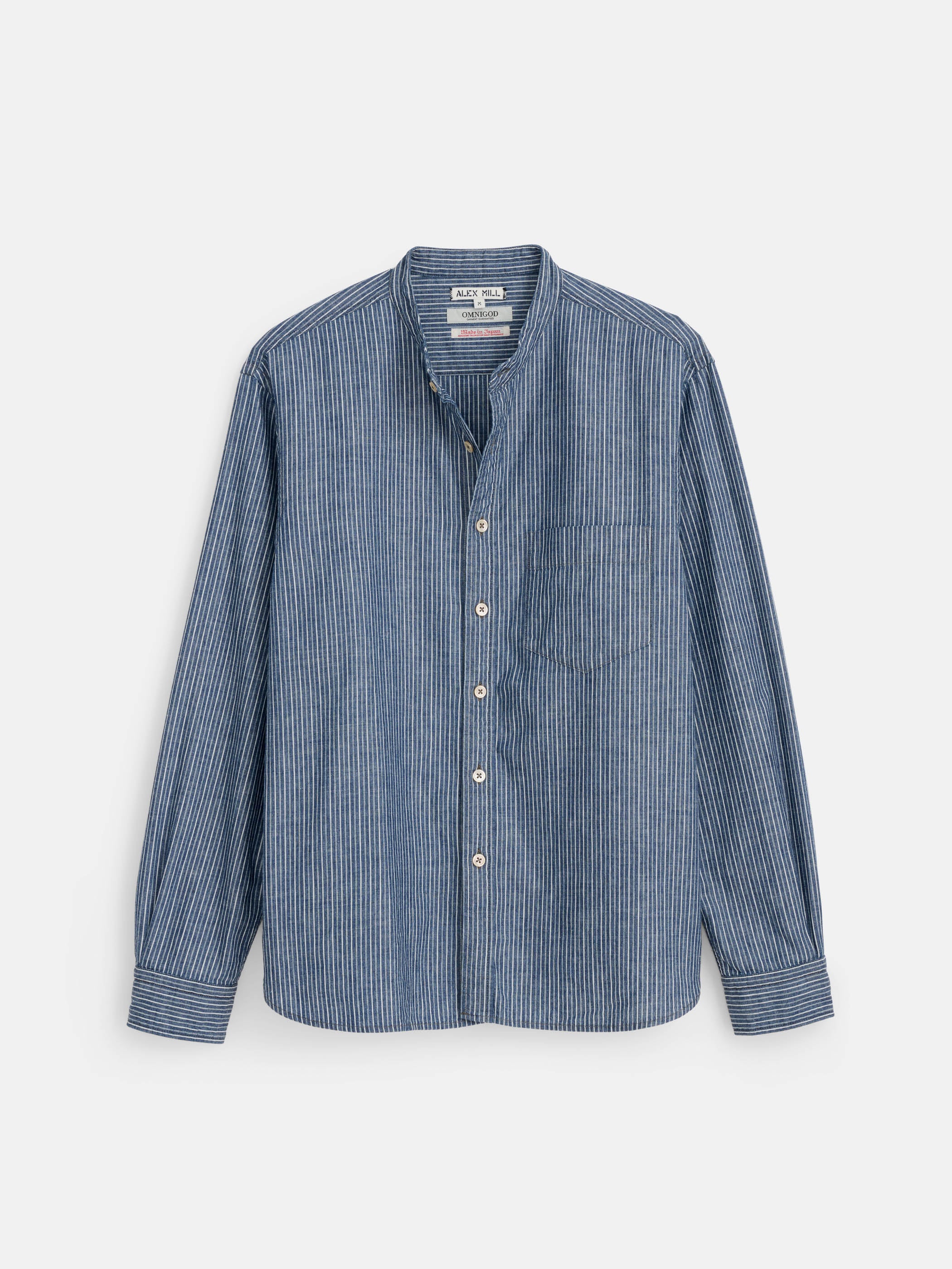 OMNIGOD x Alex Mill Band Collar Shirt in Stripe
