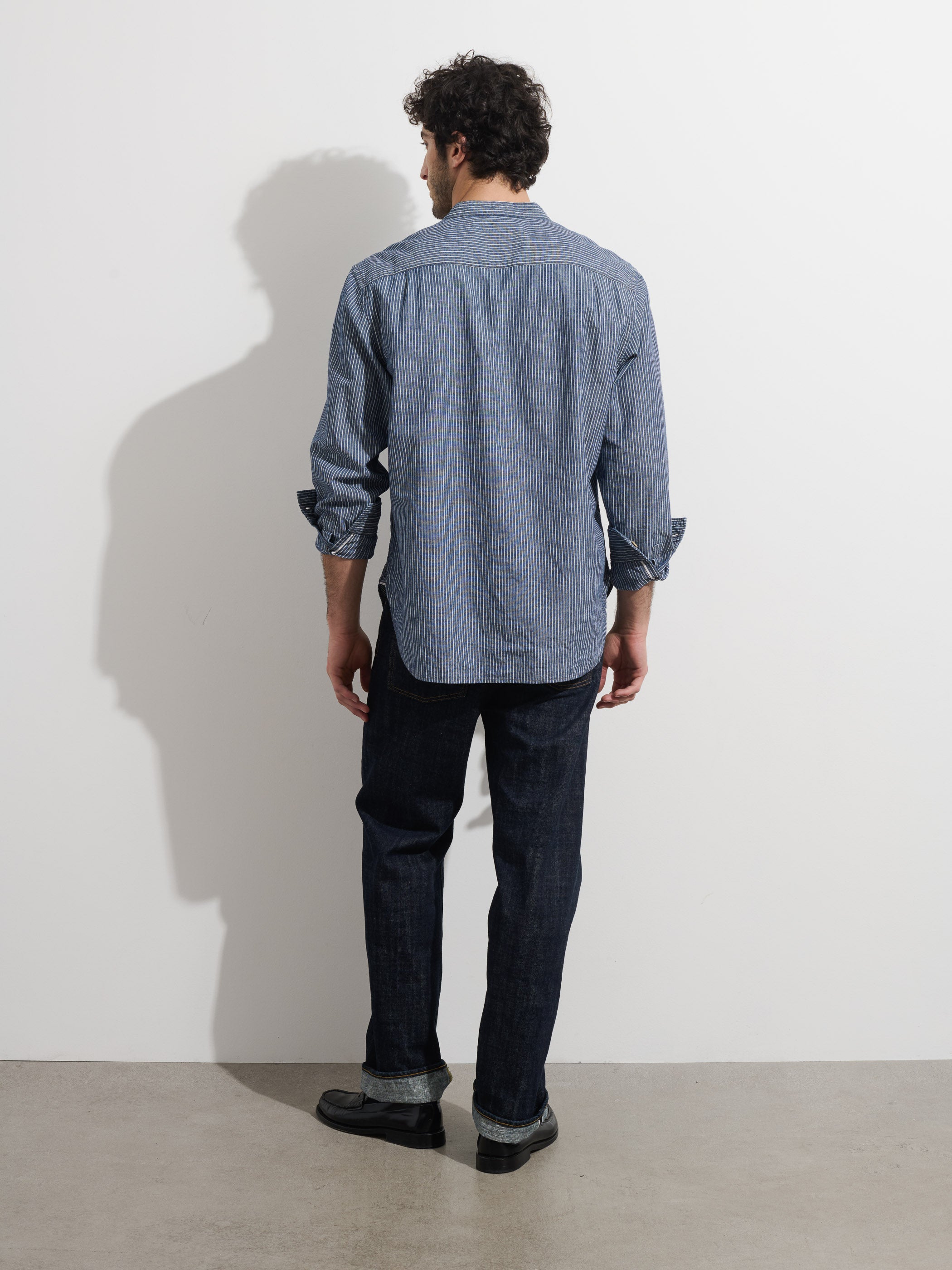 OMNIGOD x Alex Mill Band Collar Shirt in Stripe
