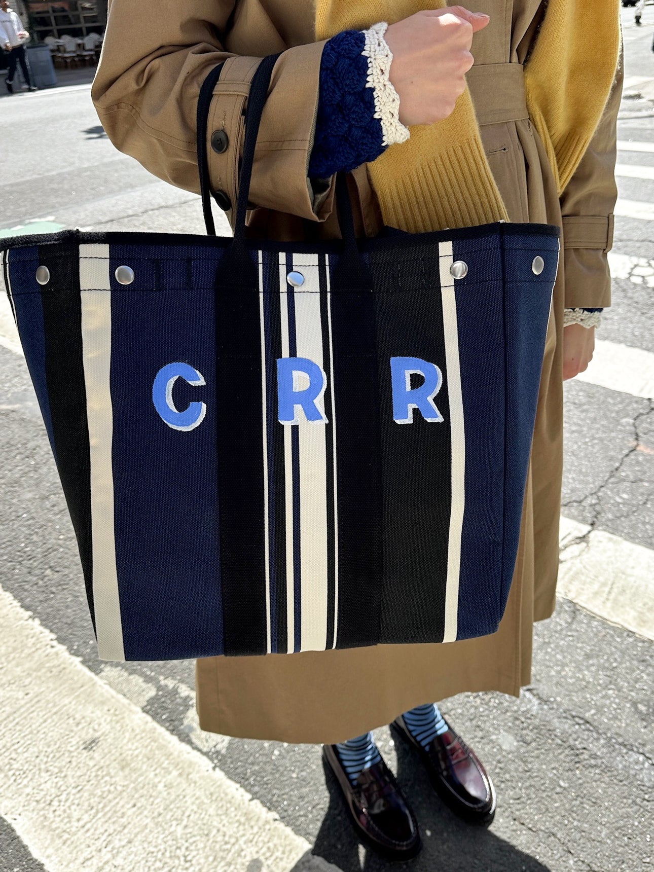 The Perfect Weekday Tote in Navy Cabana Stripe