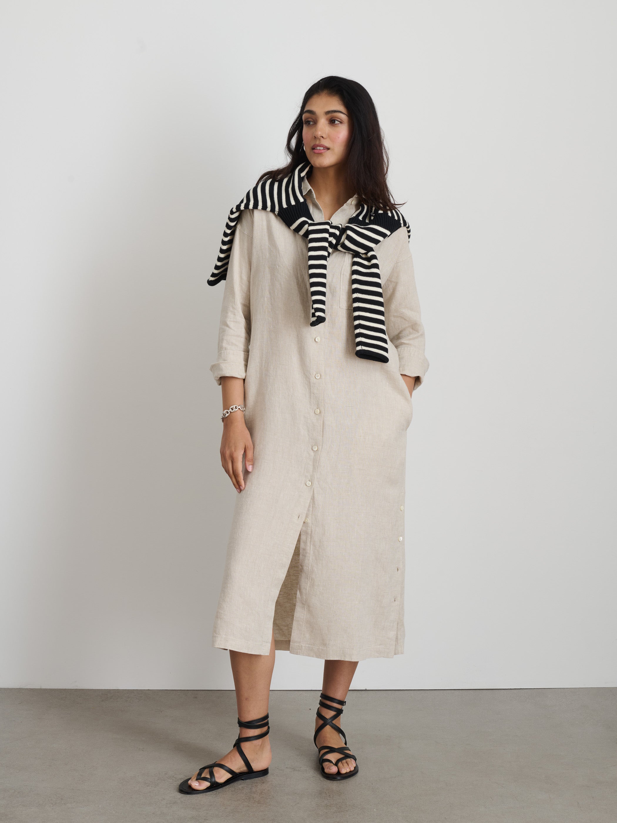 Kerry Shirtdress In Flax Linen