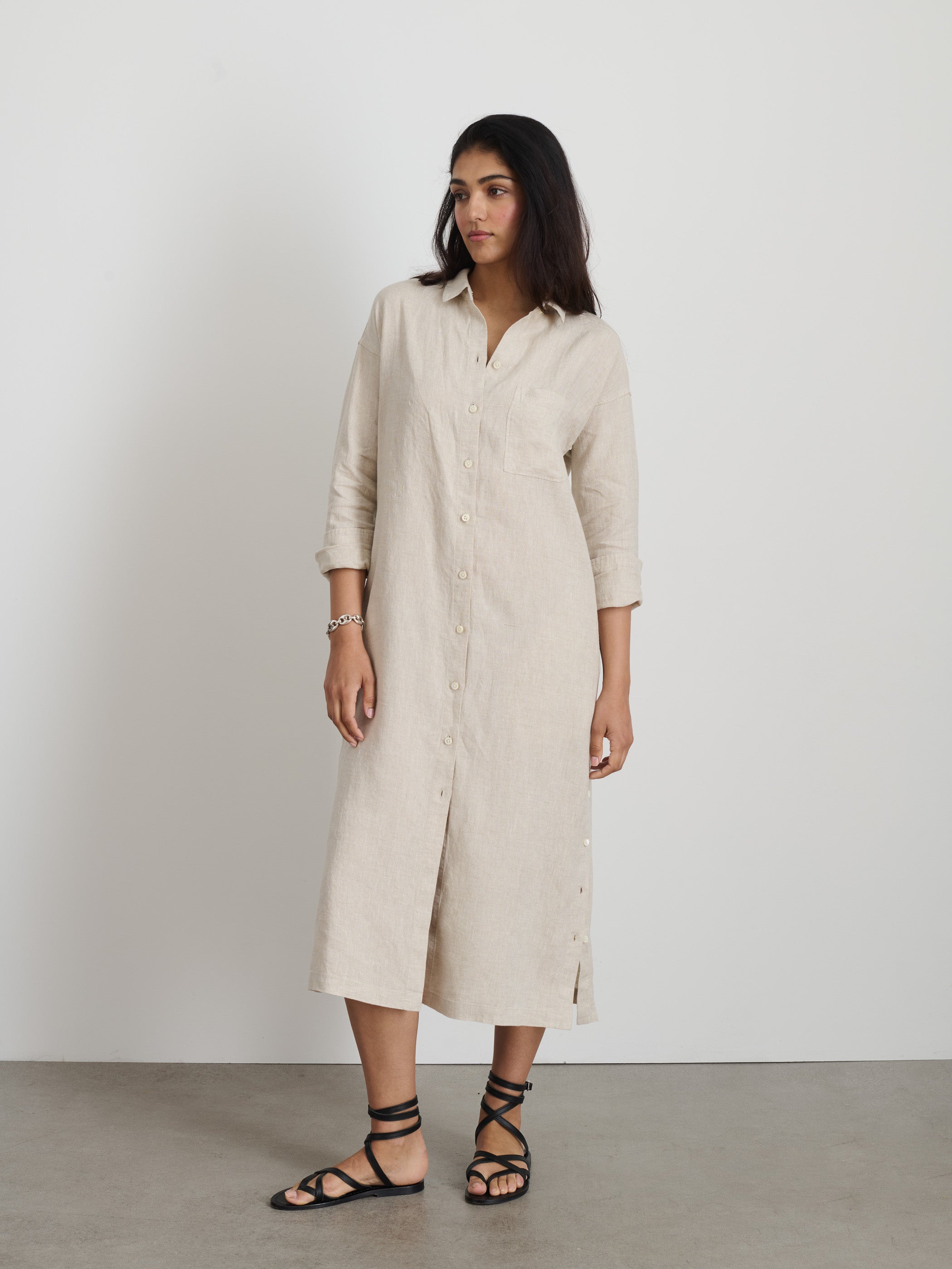 Kerry Shirtdress In Flax Linen