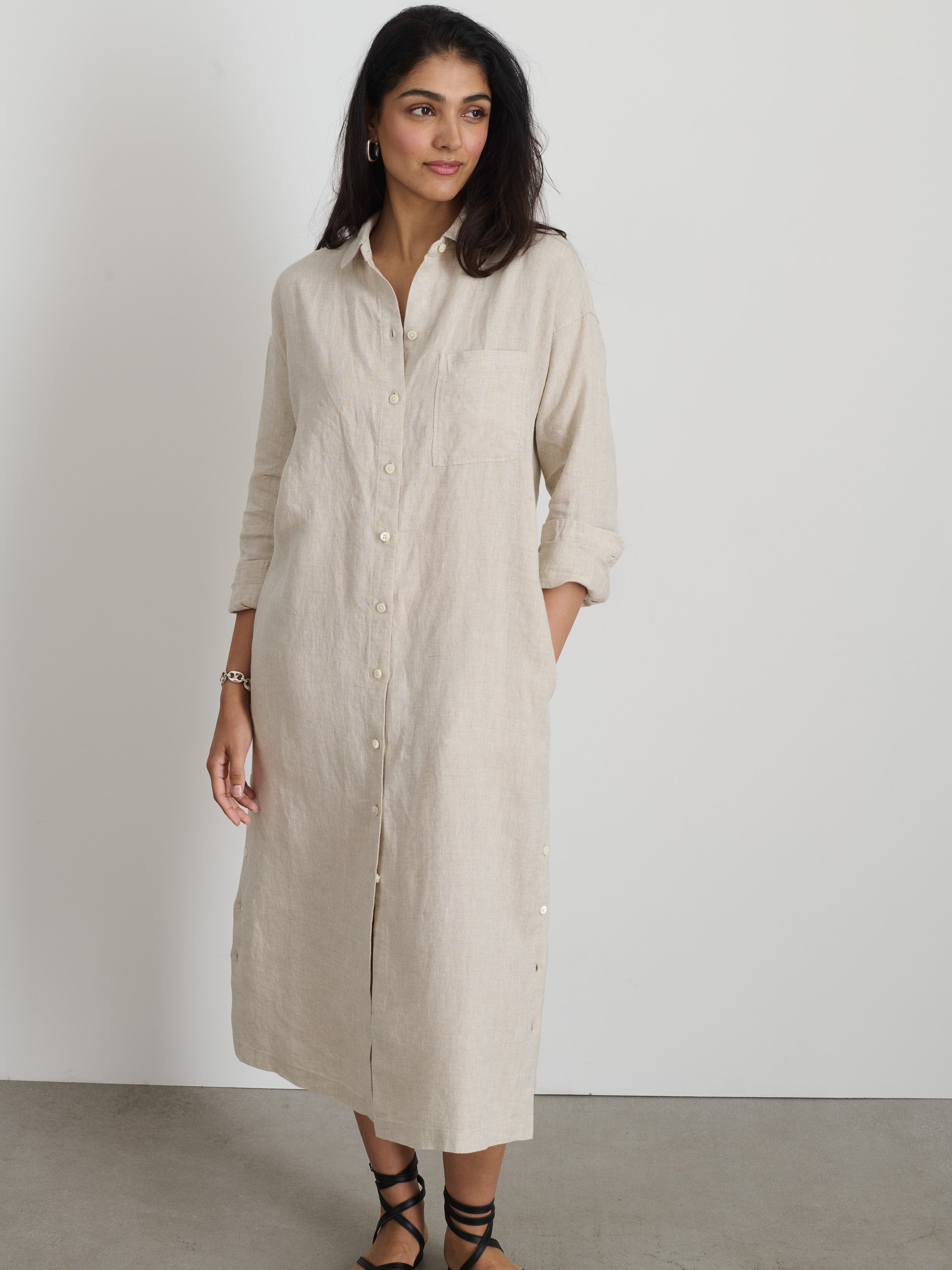 Kerry Shirtdress In Flax Linen