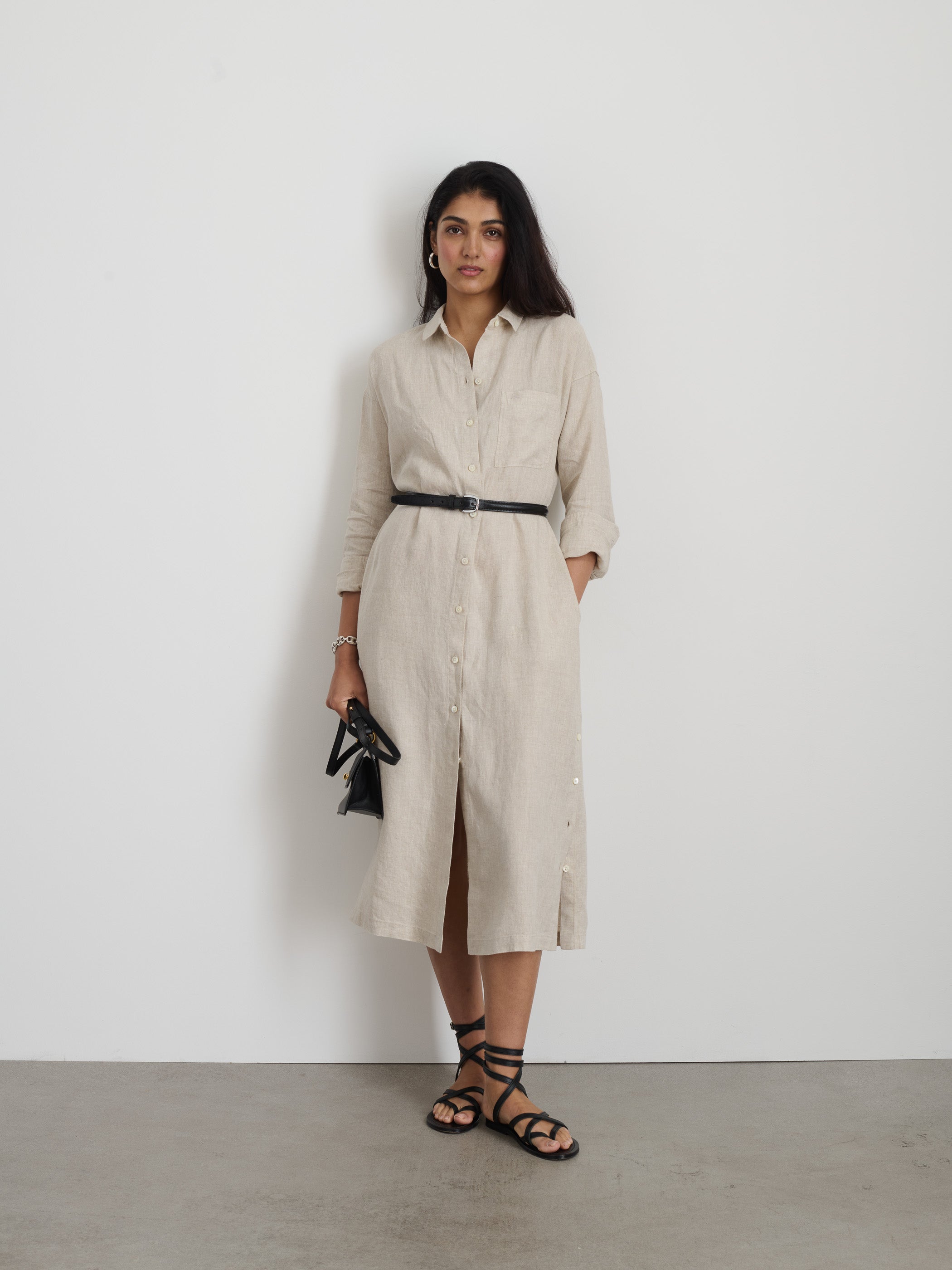 Kerry Shirtdress In Flax Linen