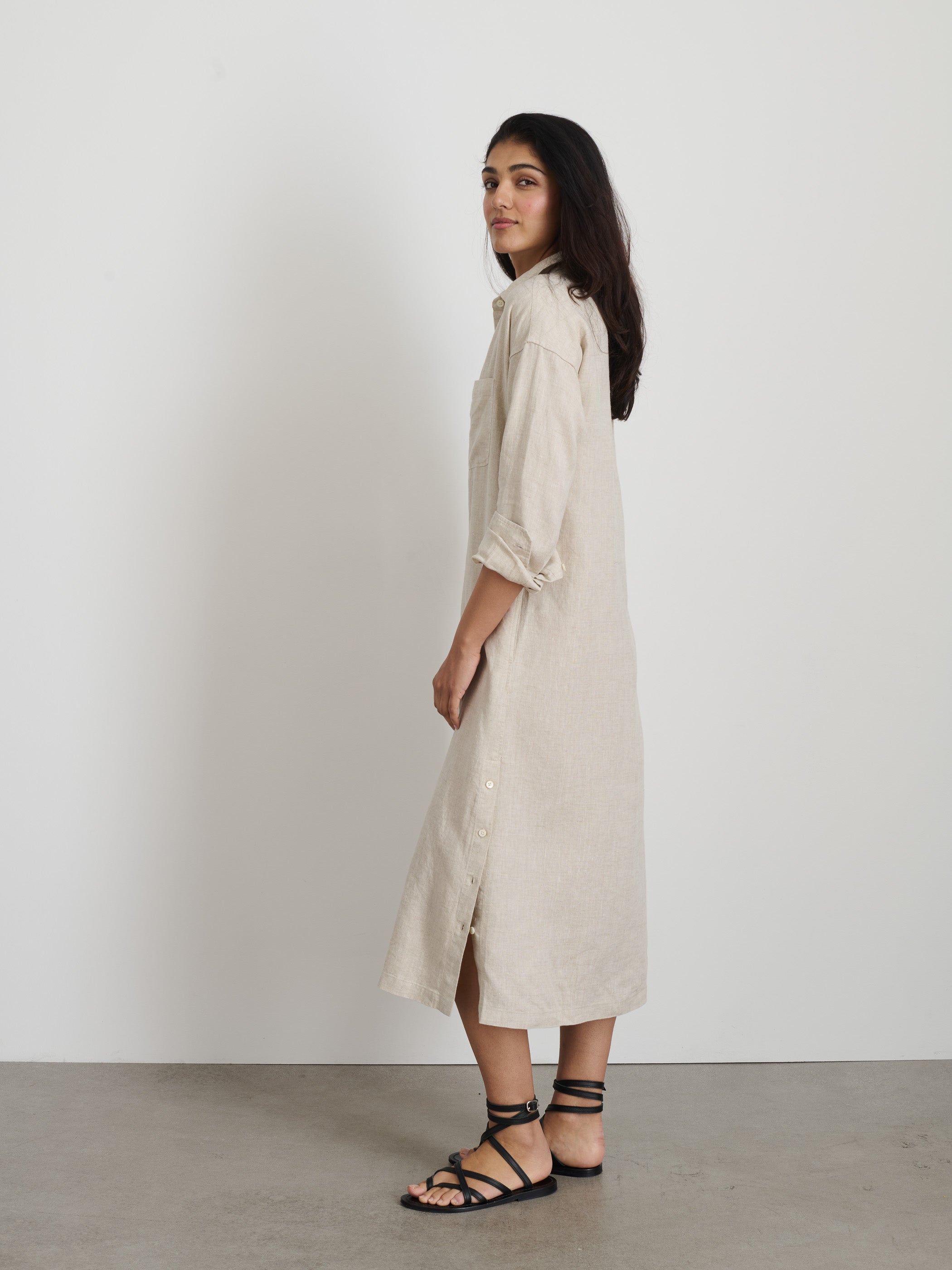Kerry Shirtdress In Flax Linen