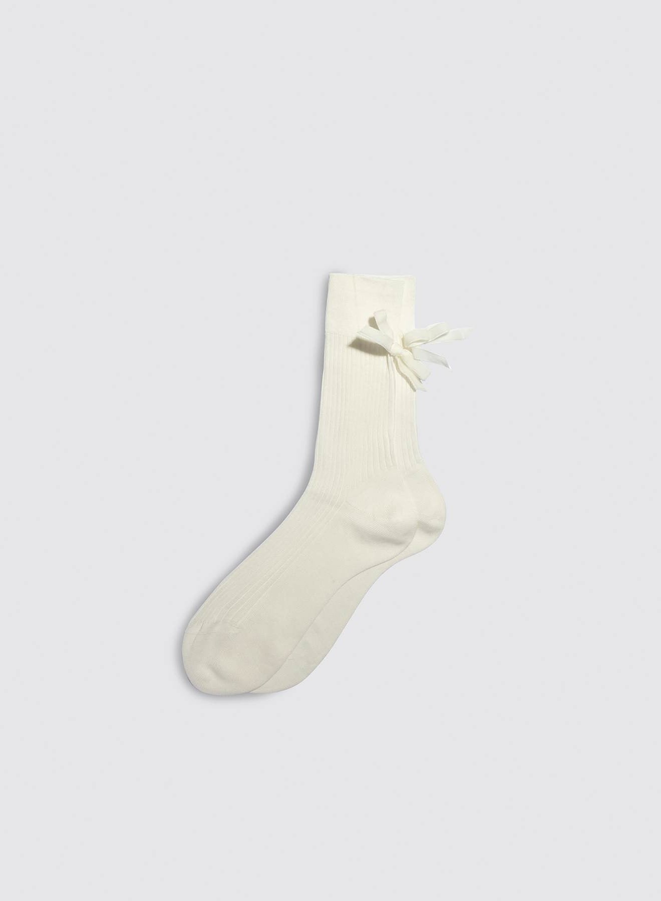 Maria La Rosa Cotton Ribbed Velvet Bow Socks