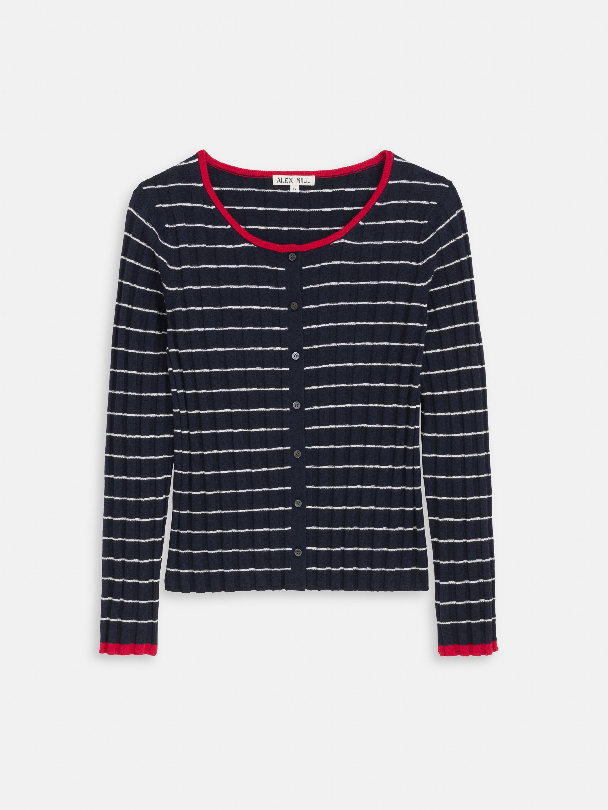 Cerise Ribbed Cardigan in Cotton Cashmere