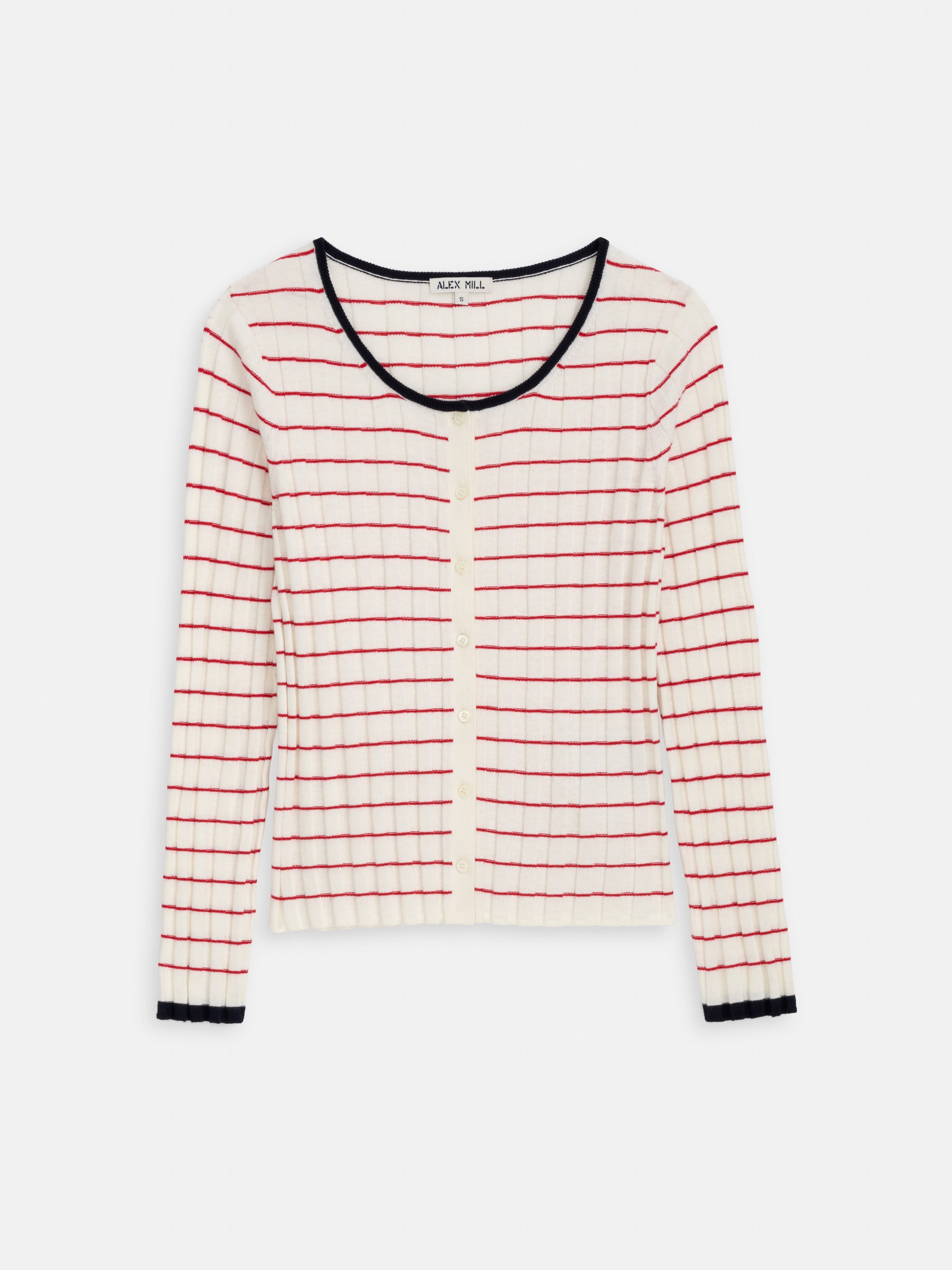 Cerise Ribbed Cardigan in Cotton Cashmere