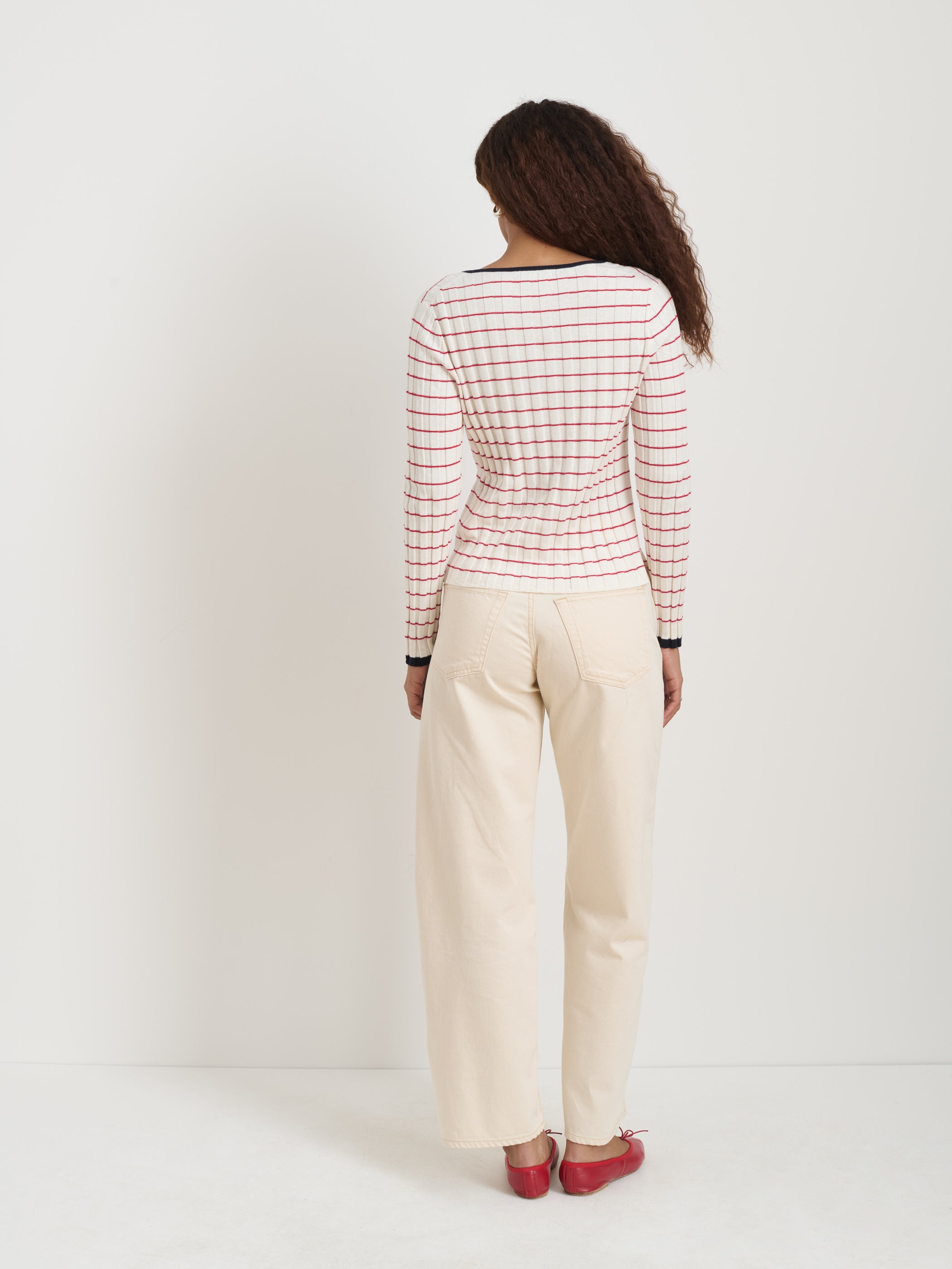 Cerise Ribbed Cardigan in Cotton Cashmere