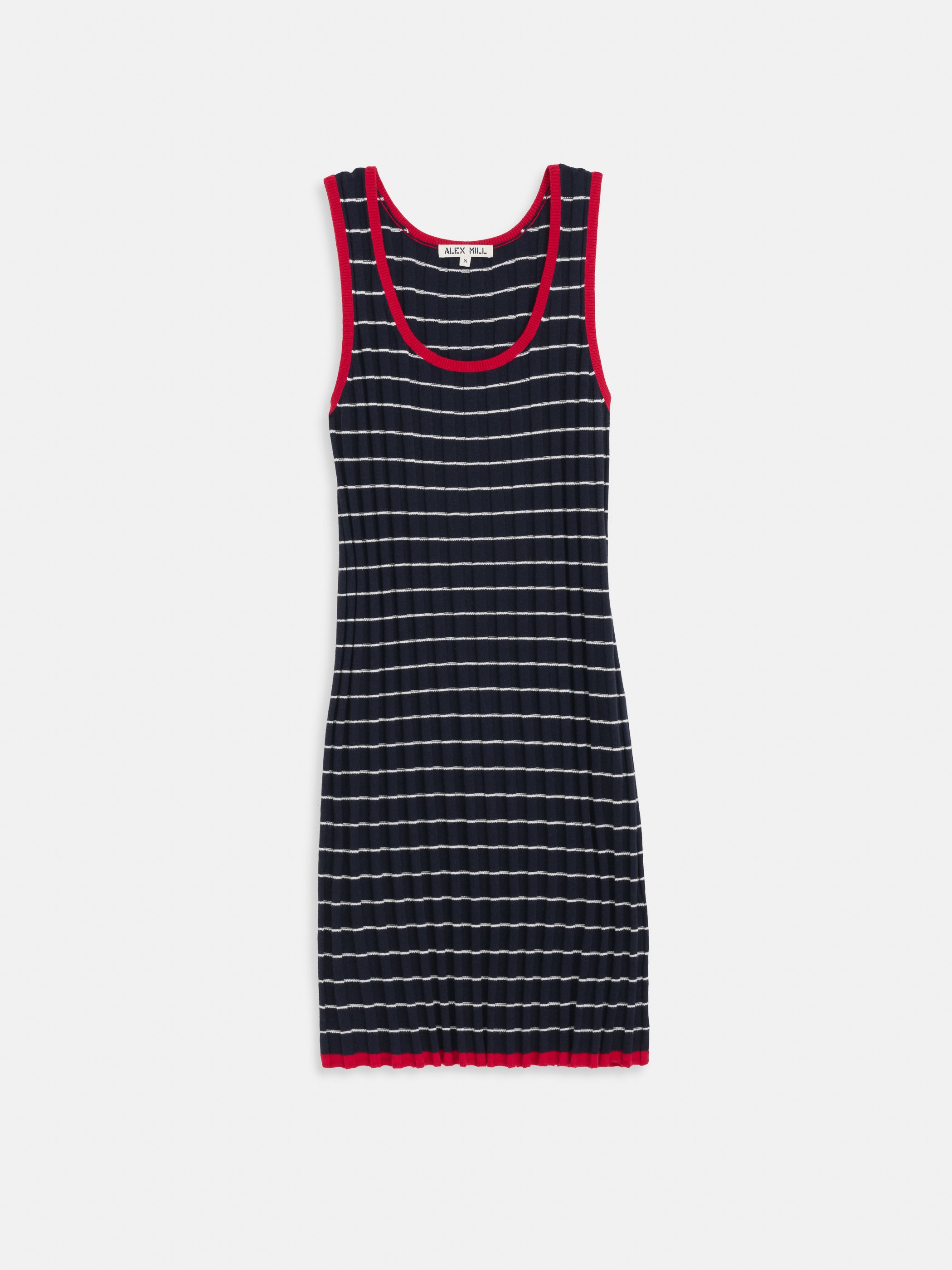 Cerise Striped Rib Dress in Cotton Cashmere