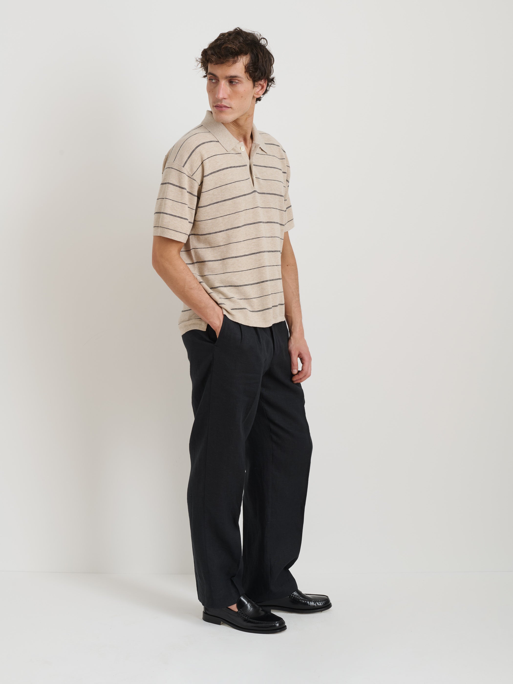 Polo Stripe Sweater in Cotton Linen