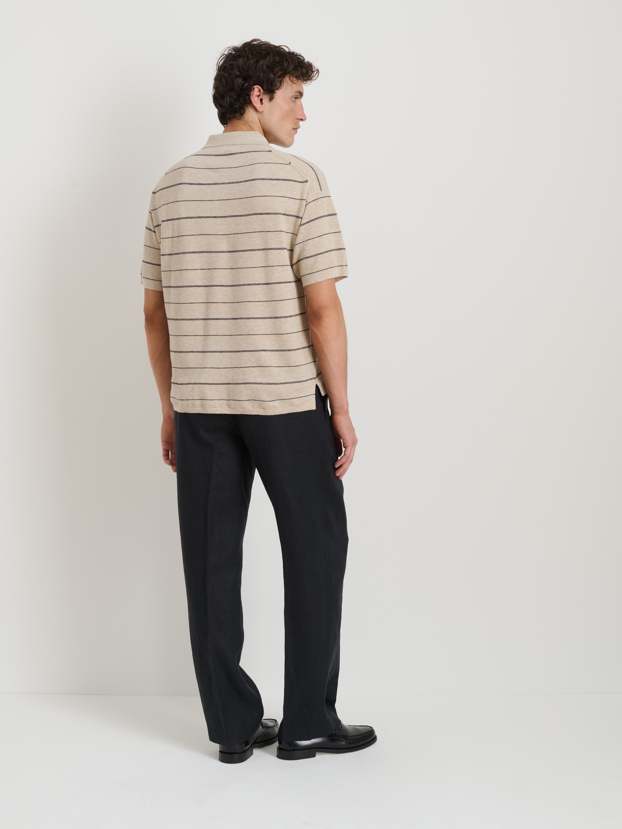 Polo Stripe Sweater in Cotton Linen