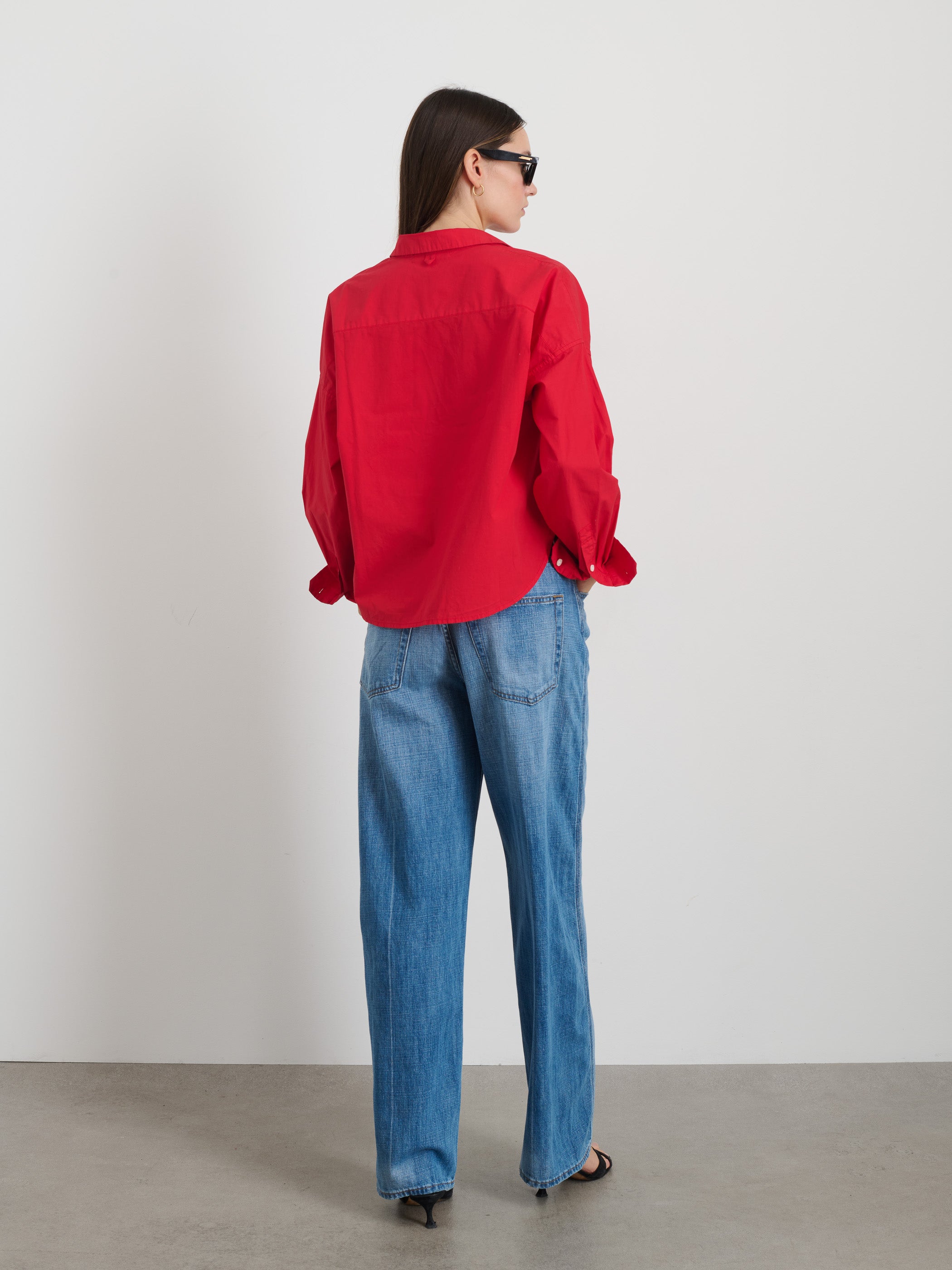 Cropped Jo Shirt in Cotton Poplin