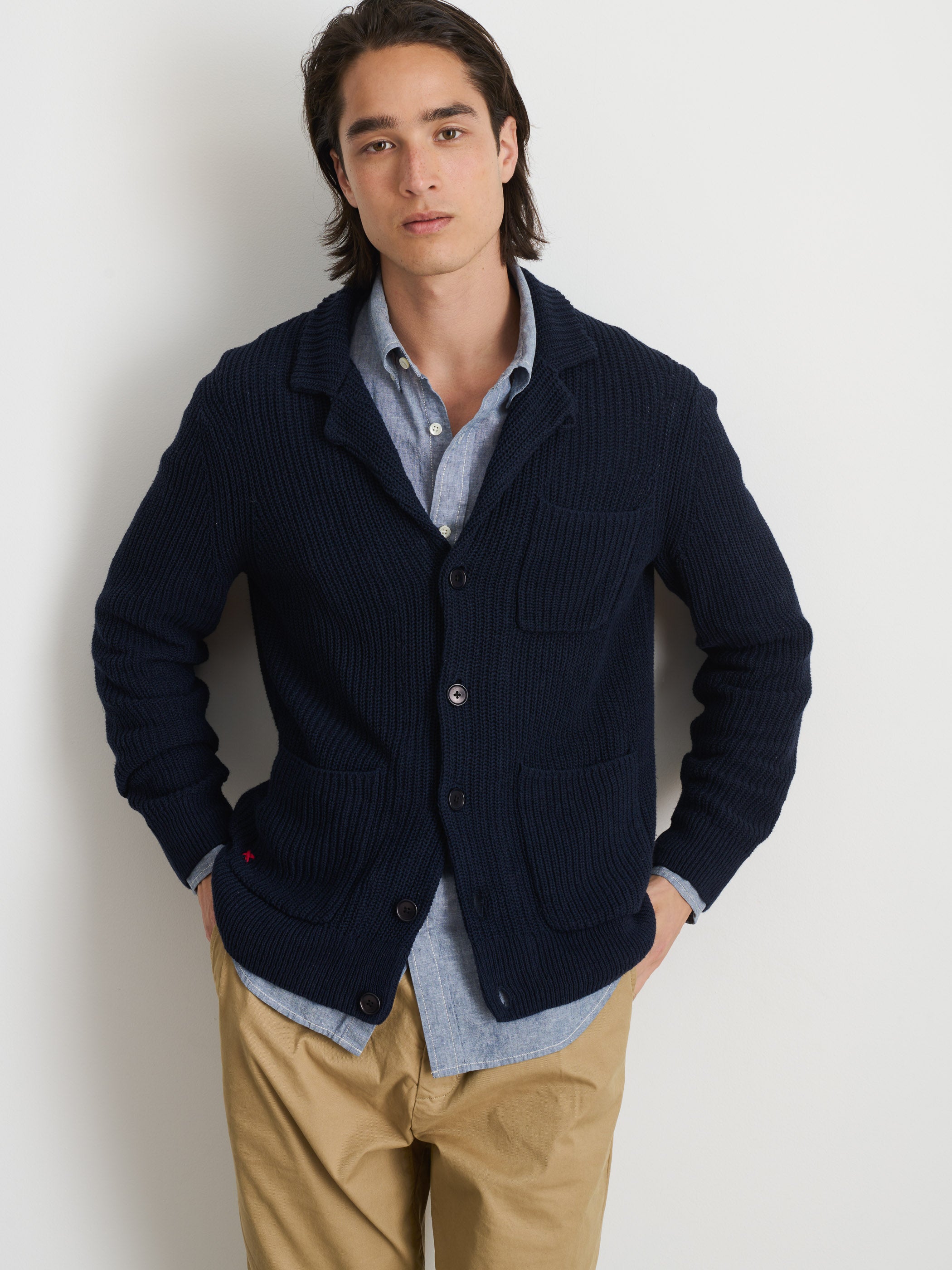 Mitchell Cardigan In Linen Cotton