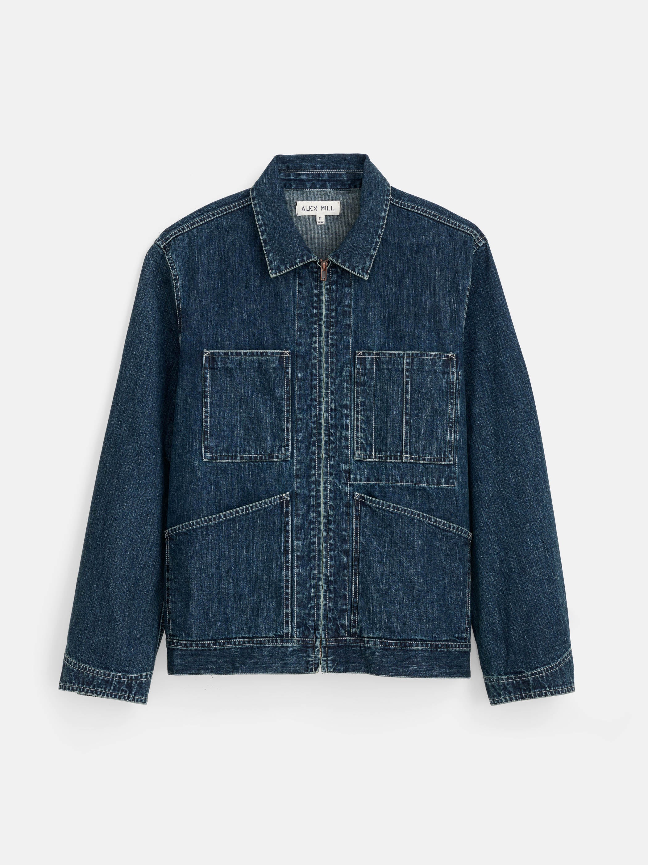 Zip Work Jacket in Lightweight Japanese Denim