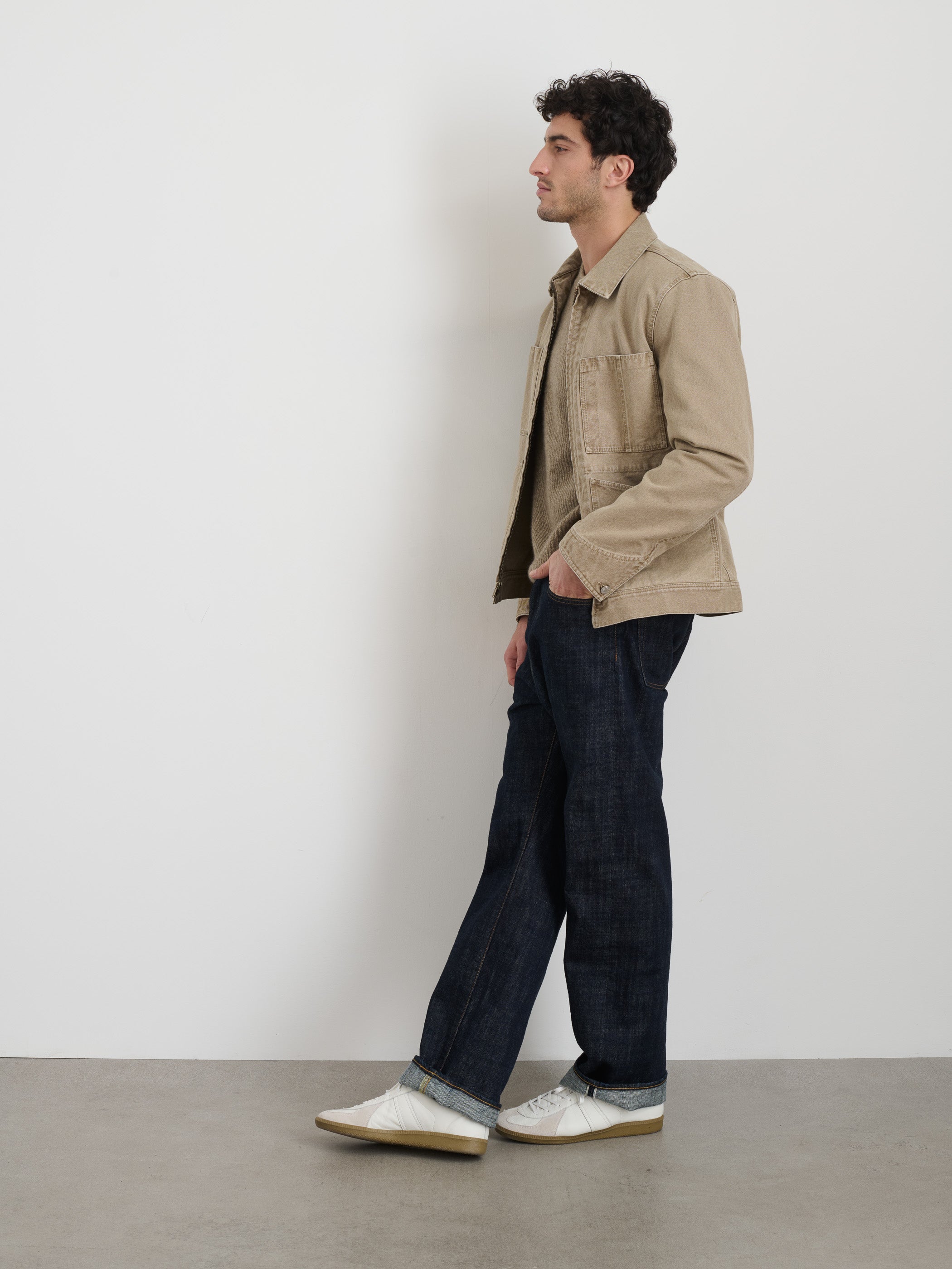 Garment Dyed Zip Work Jacket In Canvas
