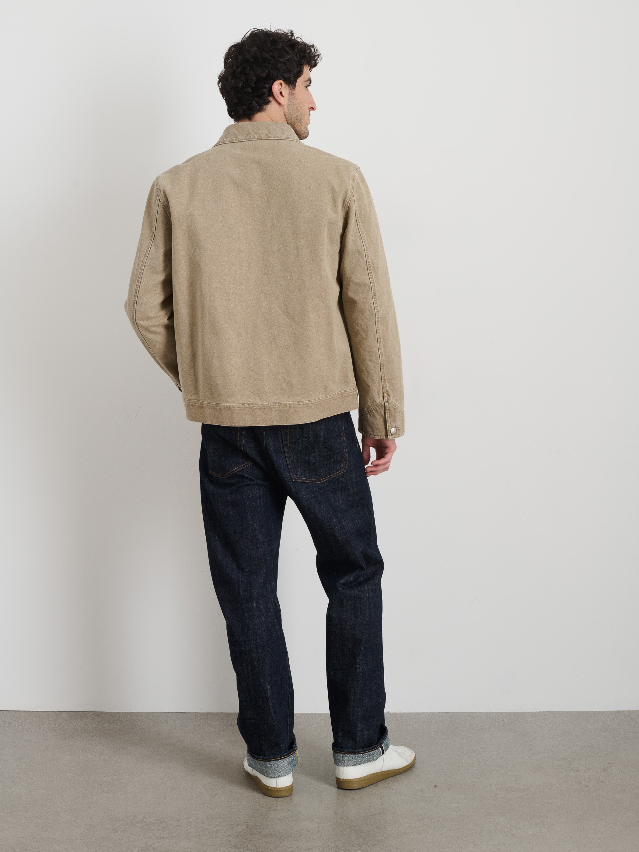 Garment Dyed Zip Work Jacket In Canvas