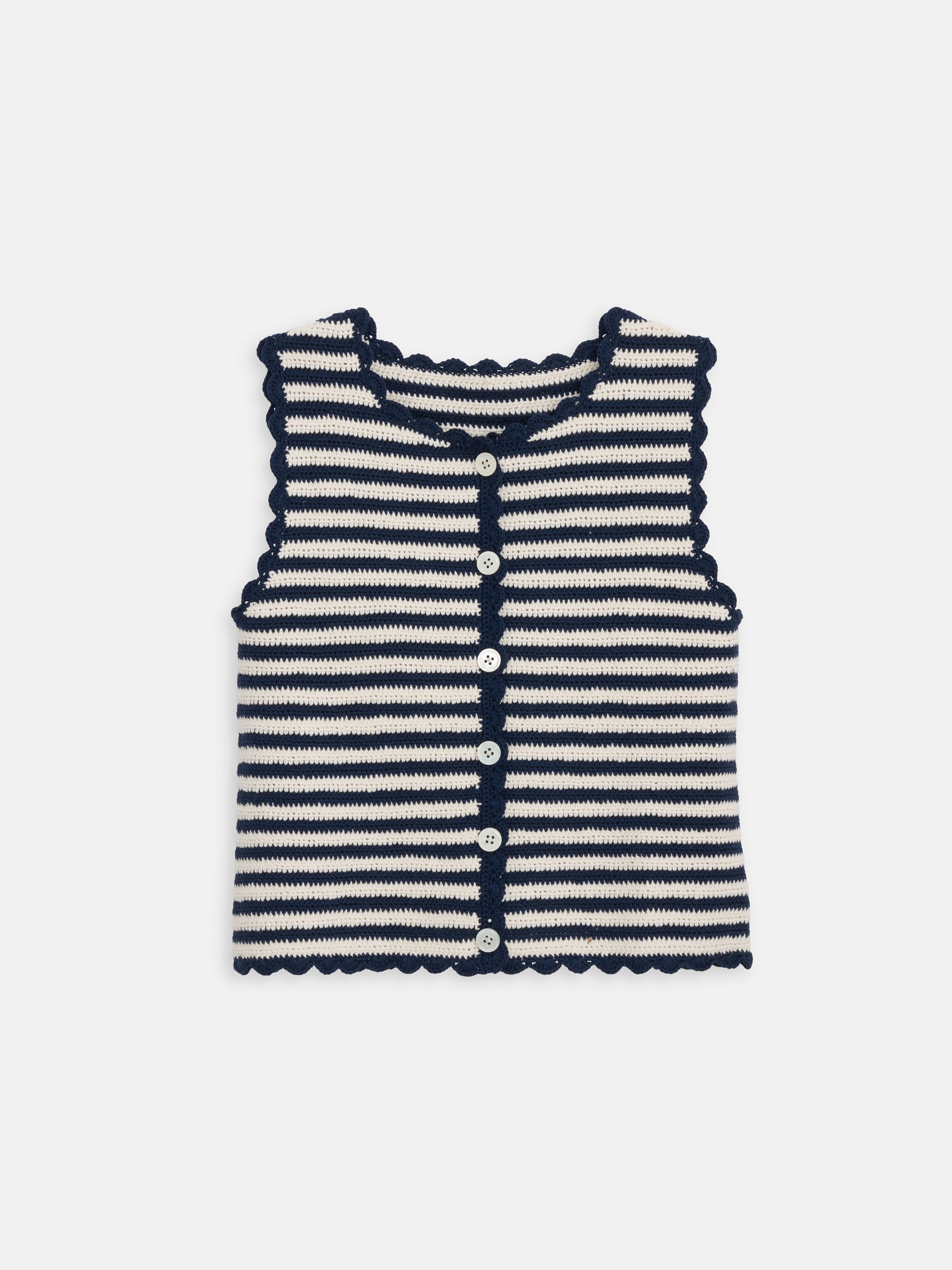 Hand Crochet Bridget Vest In Striped Cotton