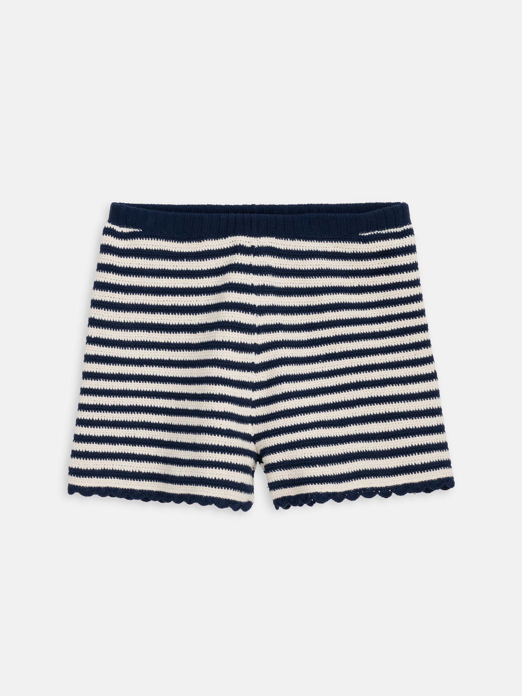 Hand Crochet Bridget Short In Striped Cotton