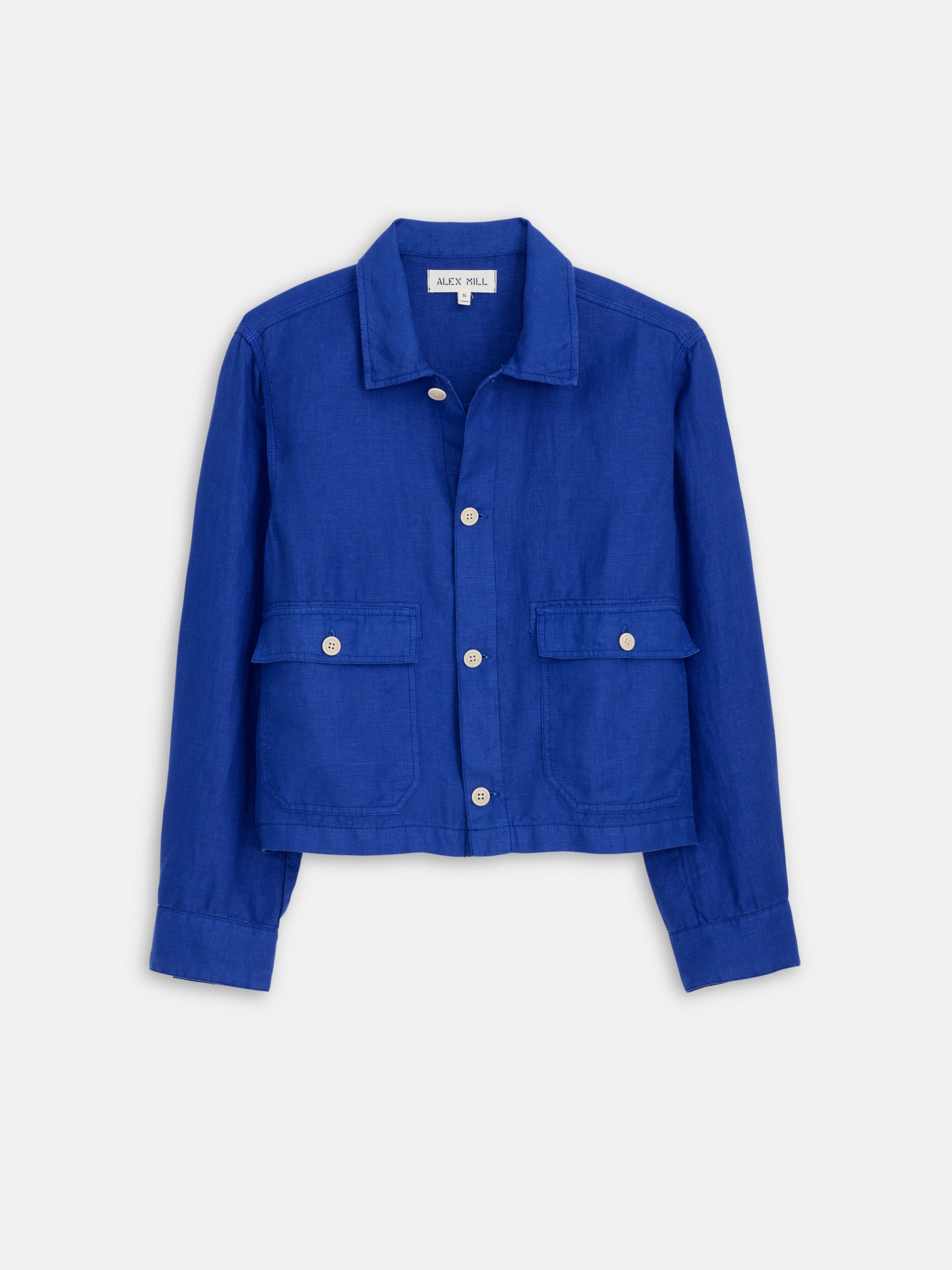 Cropped Work Jacket In Linen