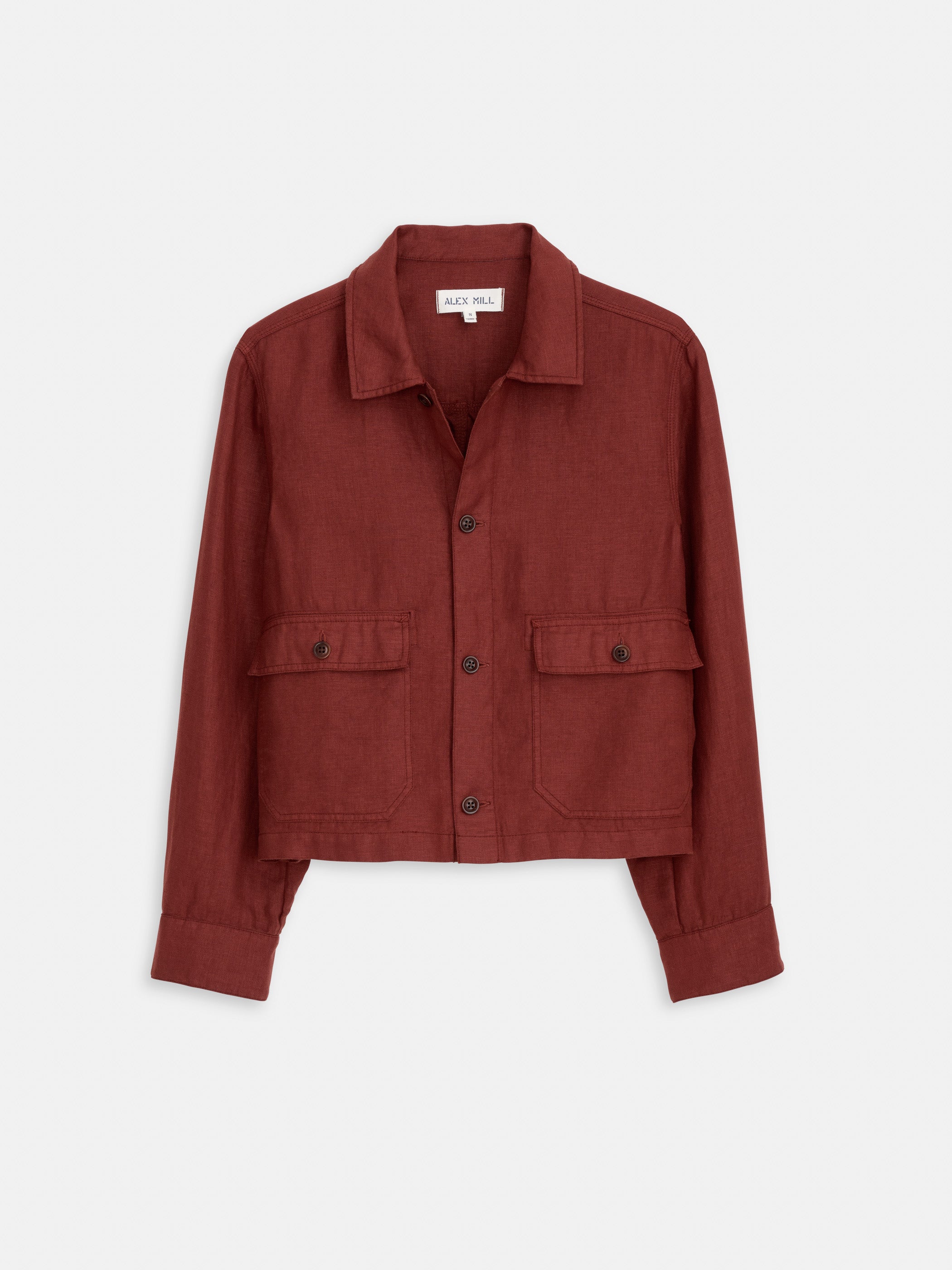 Cropped Work Jacket In Linen