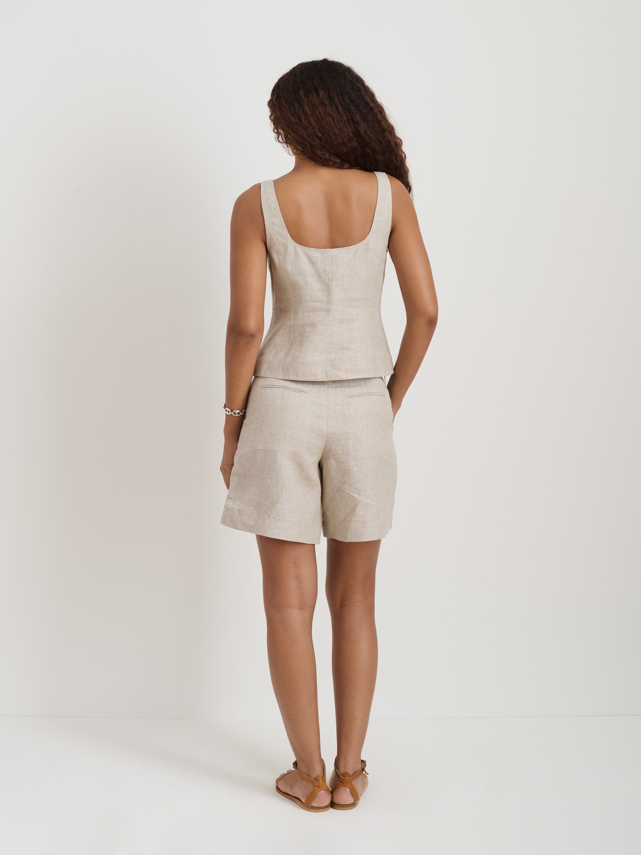 Luna Vest In Flax Linen